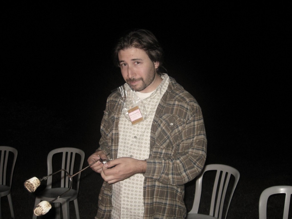 nick eating smores