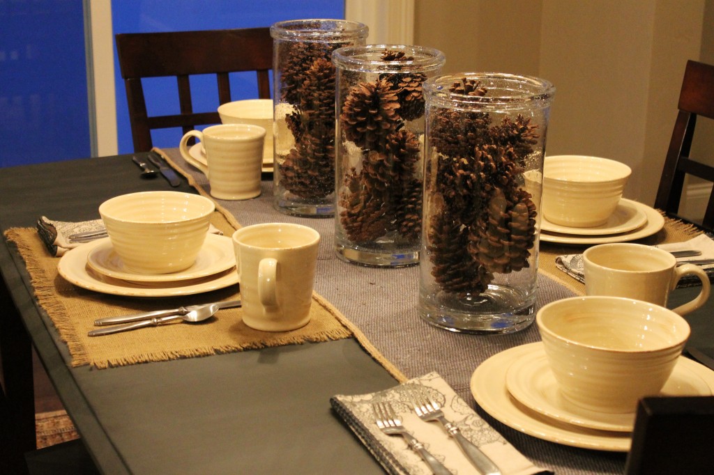 pinecones on table