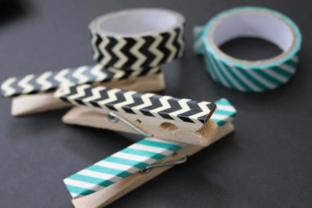 clothespins with wasabi tape