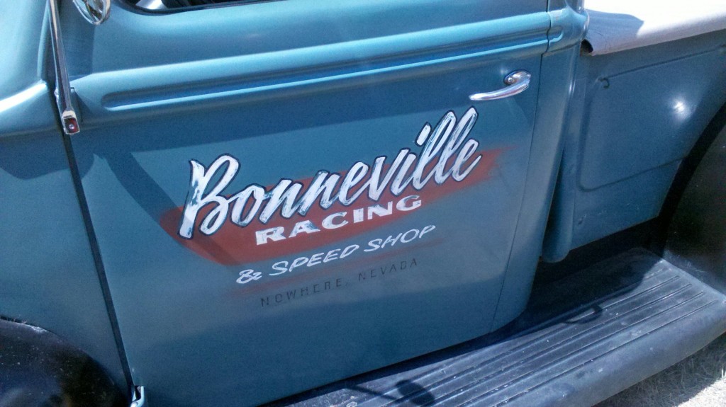 bonneville racing painted logo on truck door
