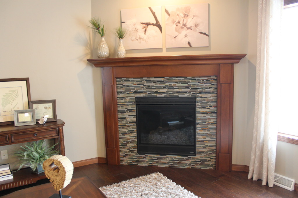 glass tile fireplace