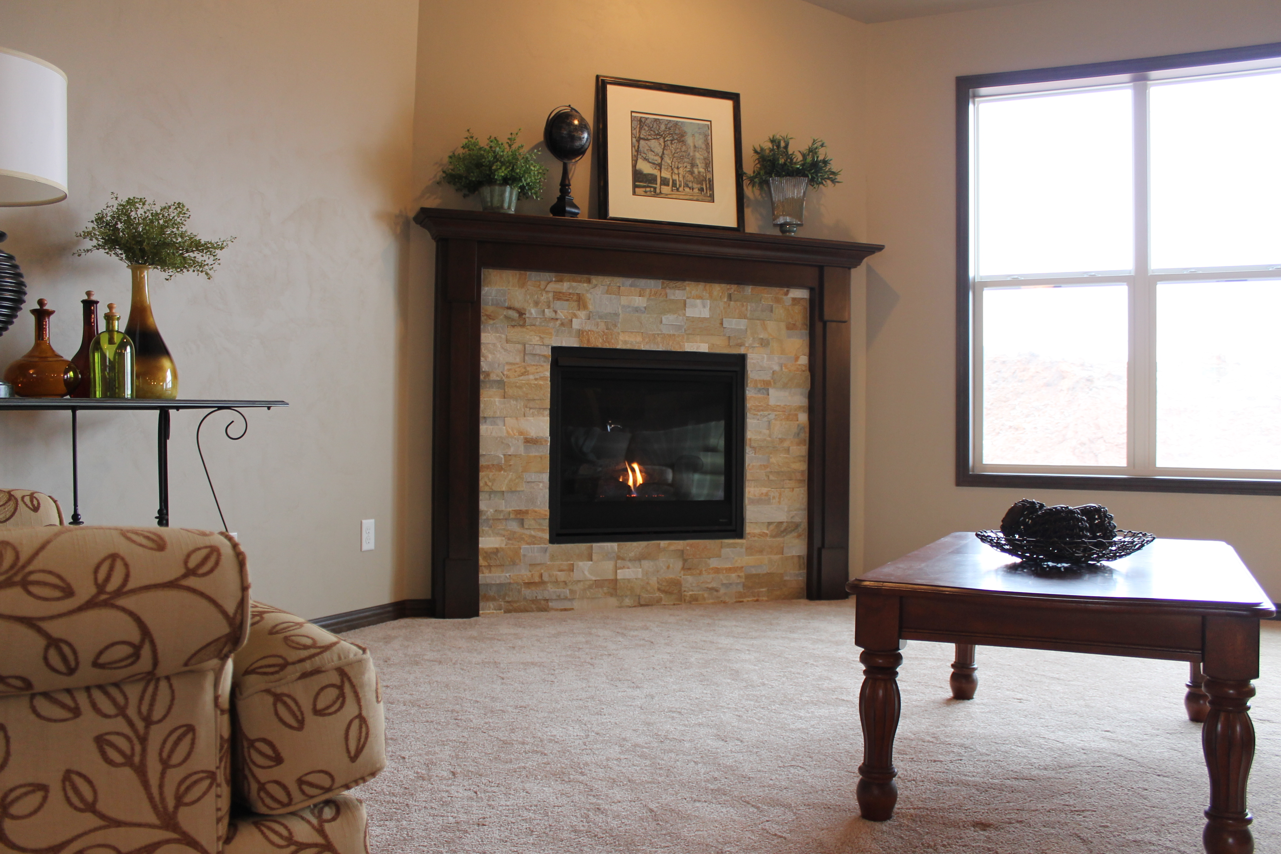 fireplaces fireplace tile slate wood surround walls built between basics inside framed example featured another