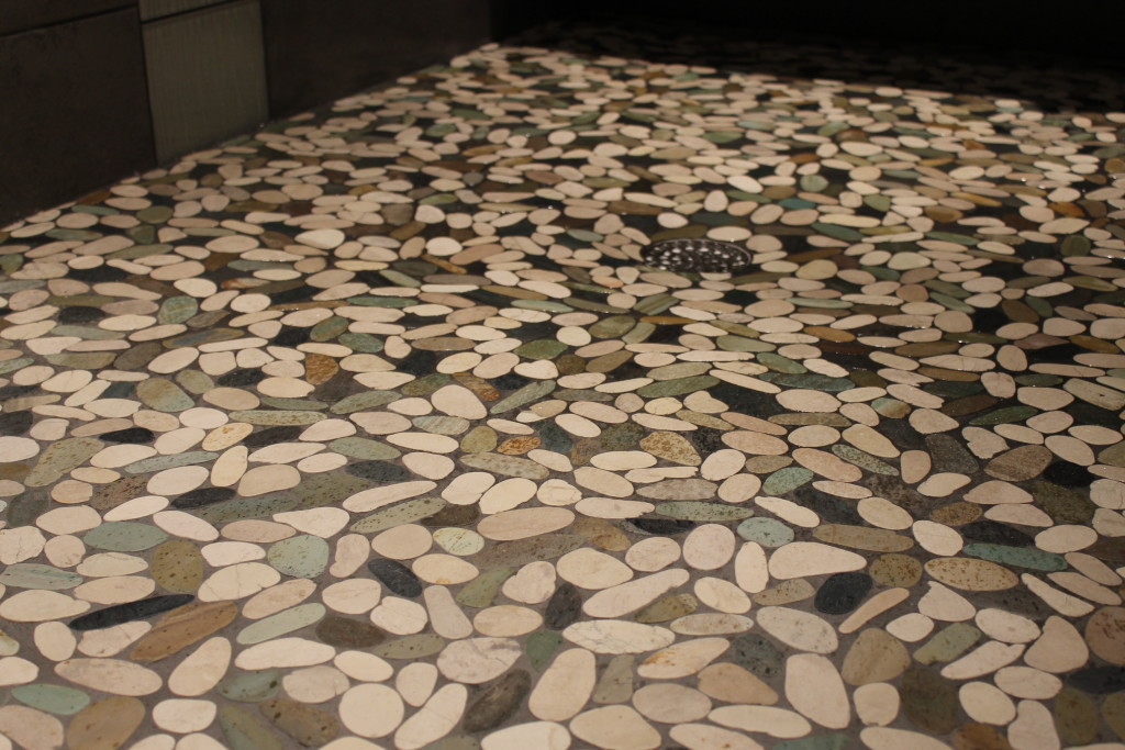 tile shower pebble floor BROMM