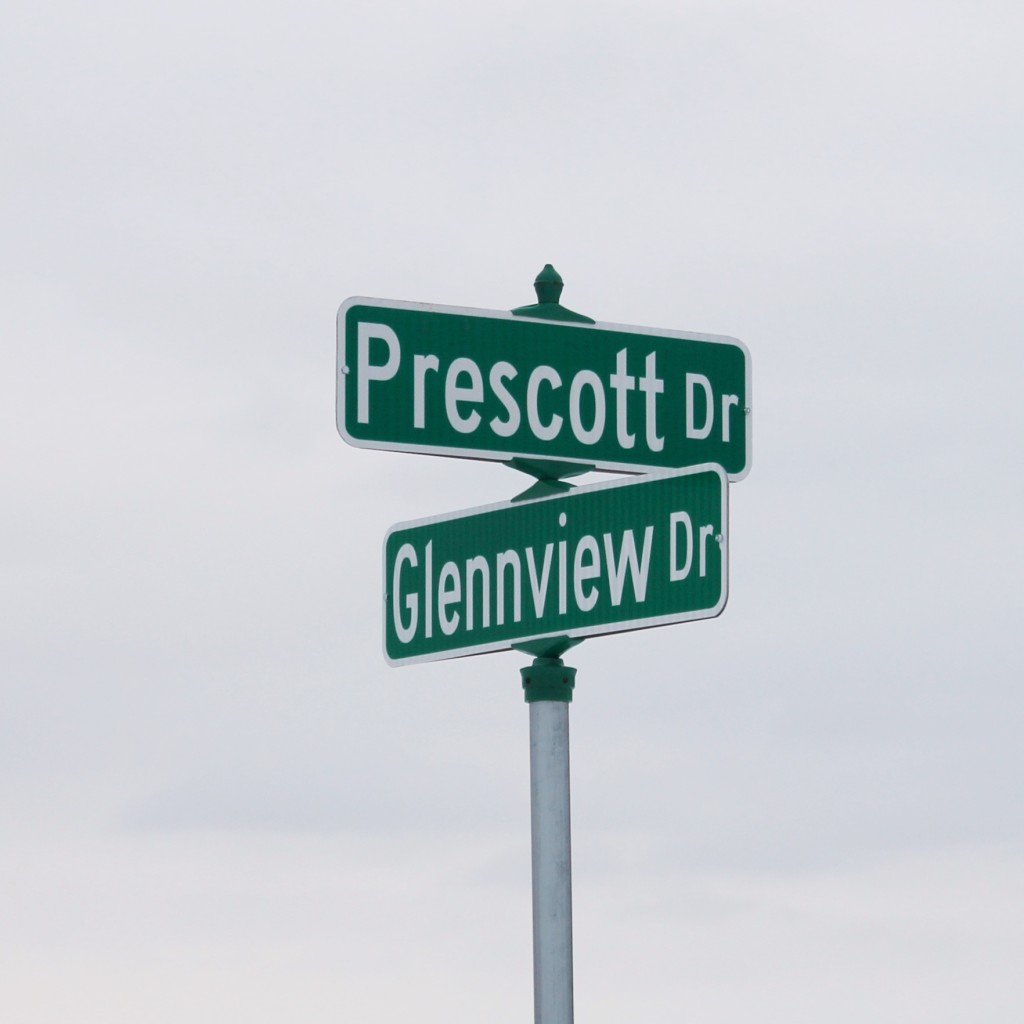 Towering Pines Greenville street signs close-up