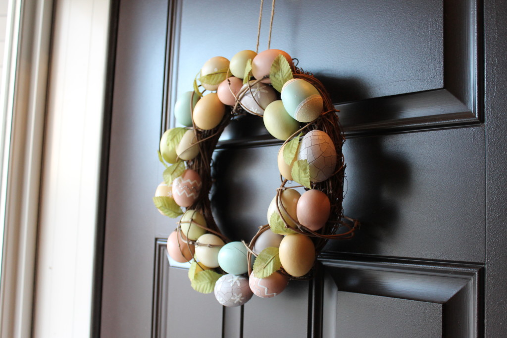 egg wreath on door