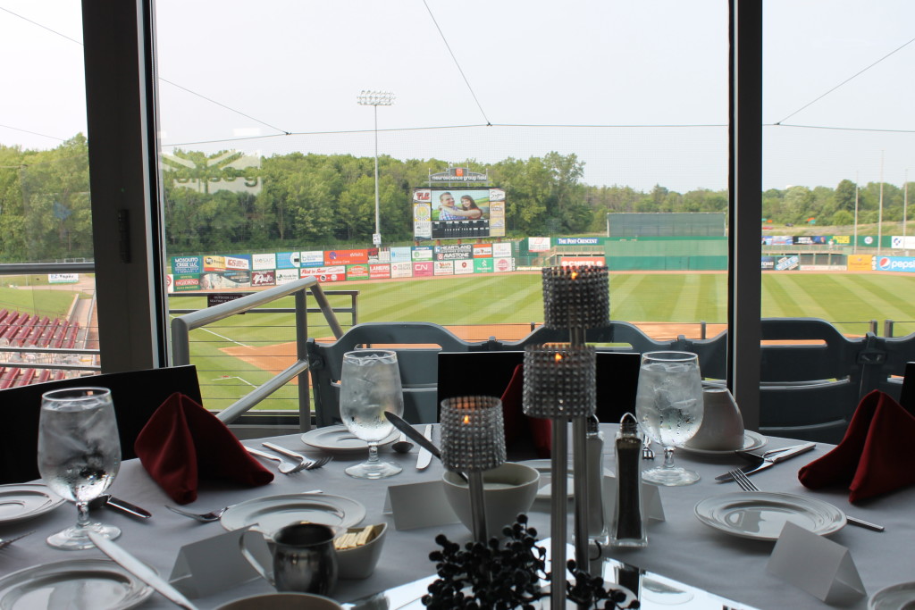 wedding at baseball diamond