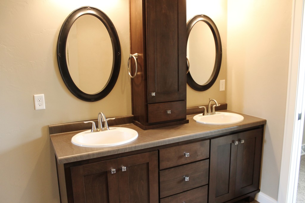 Meyer double vanities with framed mirrors