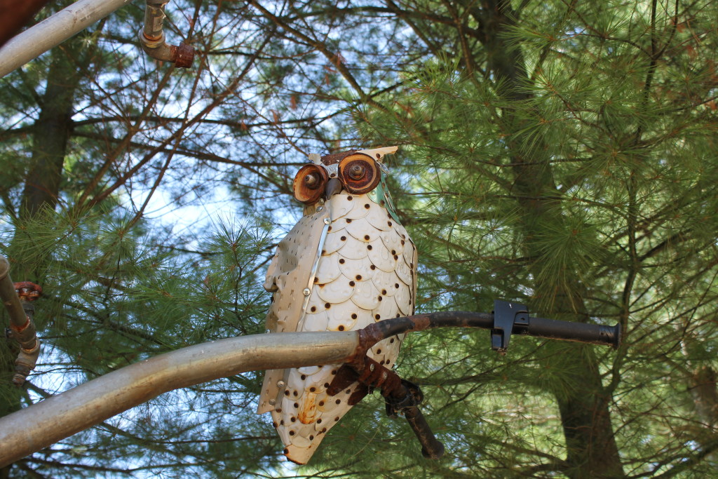 recycled metals garden owl