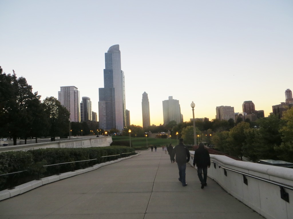 dusk in chicago skyline