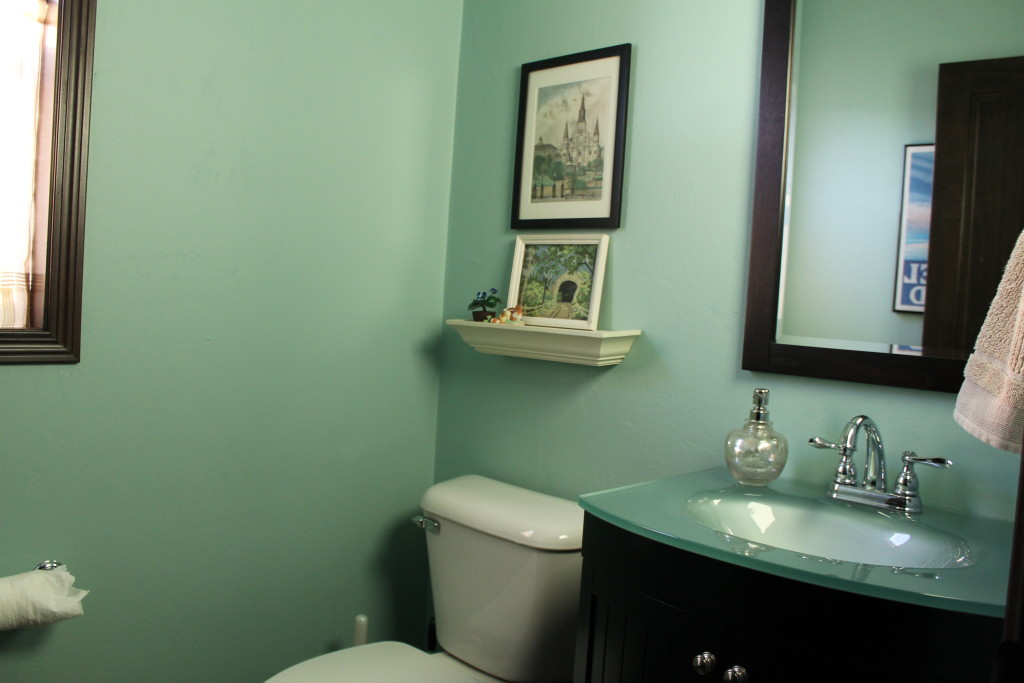 jade colored half bath at mitchells