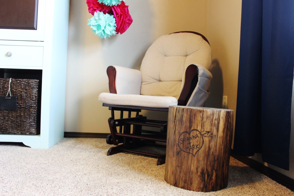 finished stump table in woodland nursery