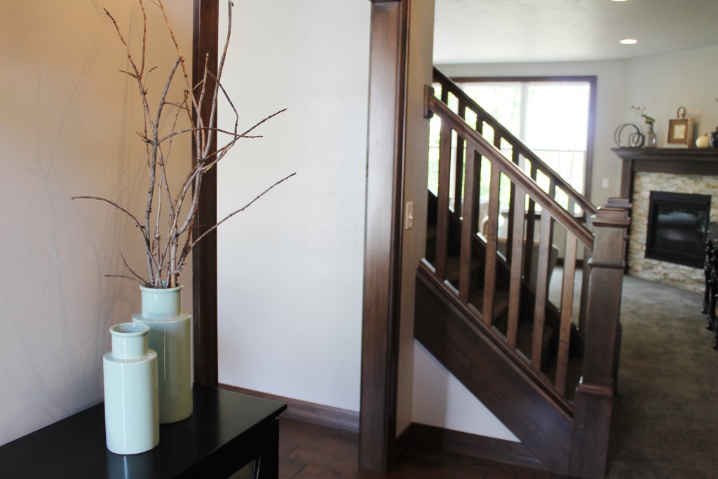 open railing and foyer console