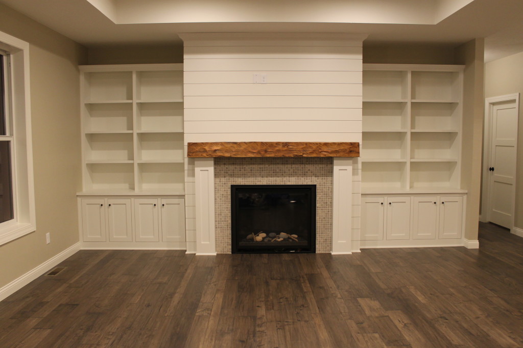 shiplap fireplace surround with built-ins