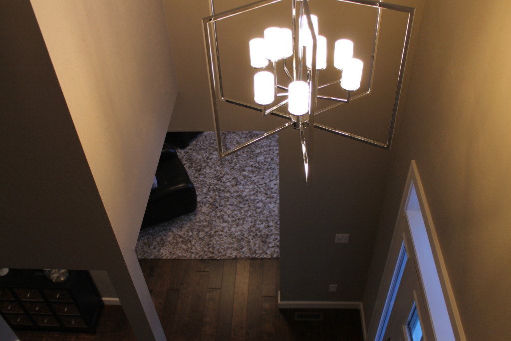 modern light fixture with chrome arms