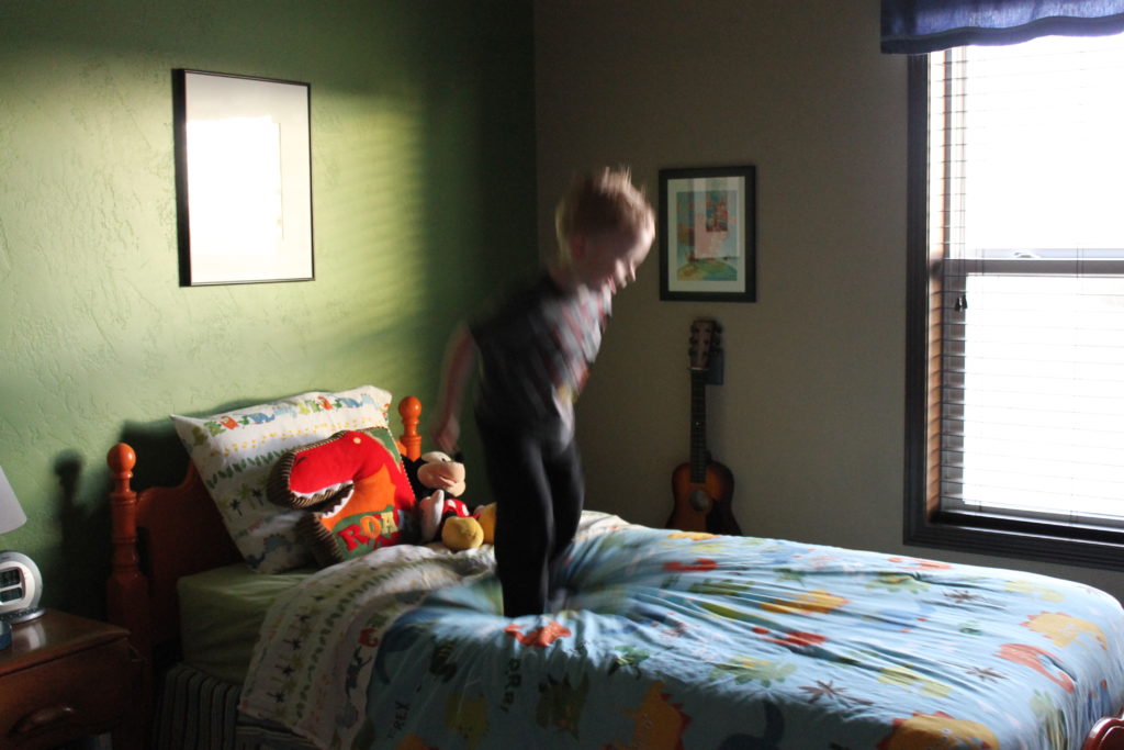 mithell kids room jumping on bed