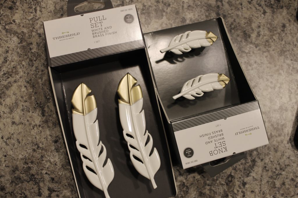 Feather knobs from Target for camper remodel