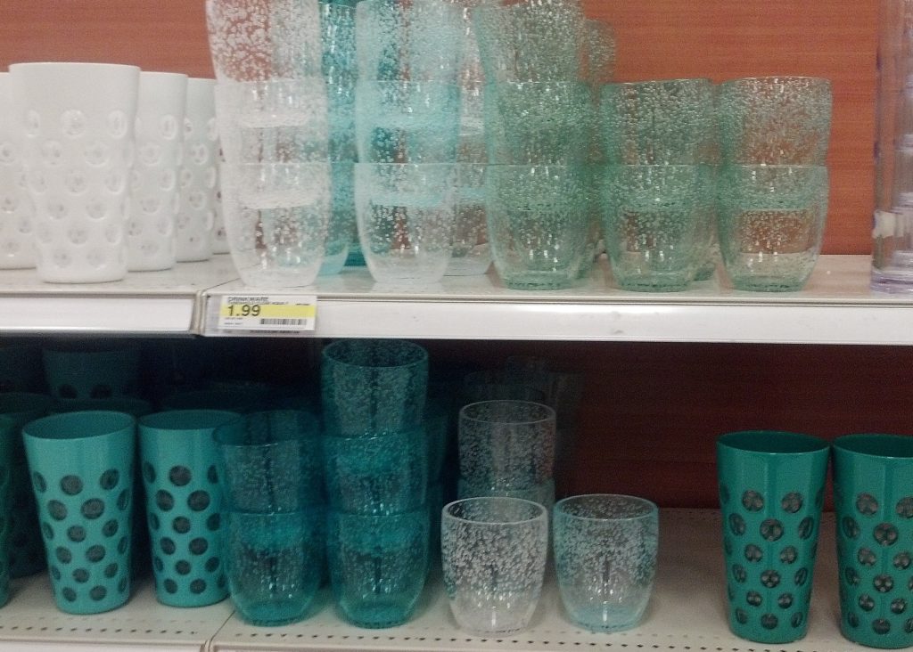 plastic glasses at Target for camper remodel